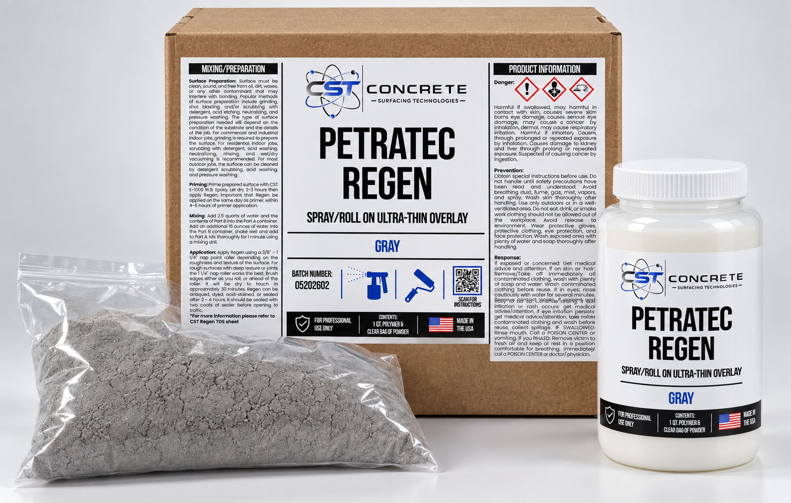 Digital visualization of the gray PetraTec ReGen kit with powder and polymer